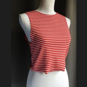 Zara Trafaluc Crop Top in Red & White Stripe